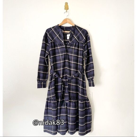 Free People X Closed Blue Flannel Johenna Midi Dress NWT 100% Cotton - Picture 1 of 10